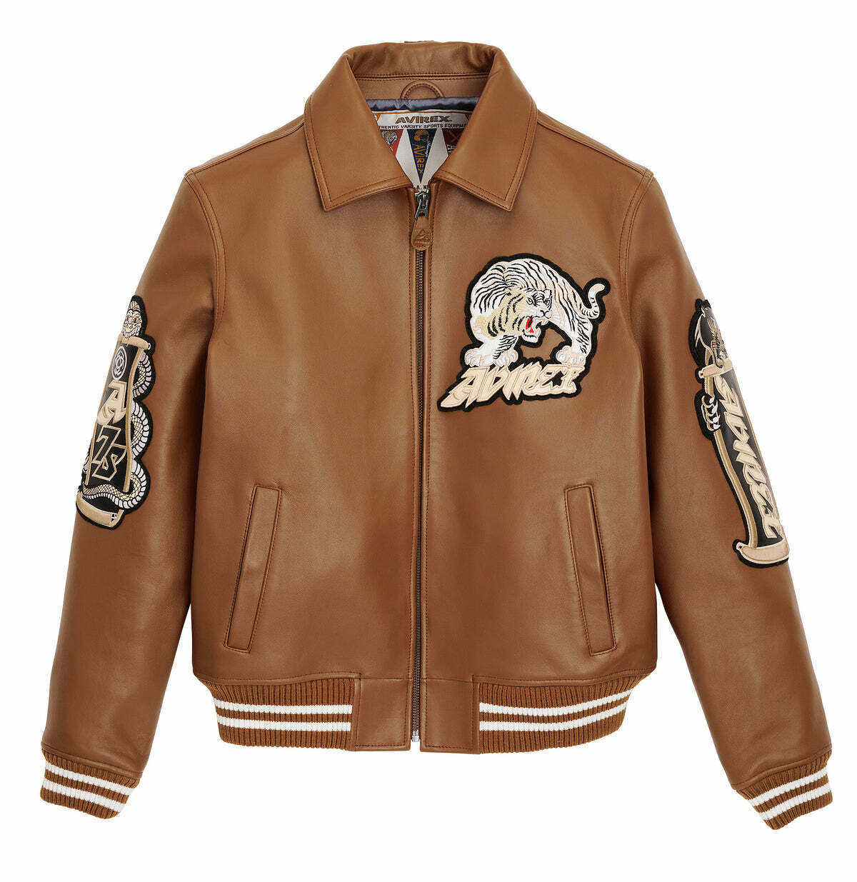 AVIREX U.S.A. SPEED TIGER A-2 LEATHER JACKET IN MOCHA BROWN AVIREX U.S.A. SPEED TIGER A-2 LEATHER JACKET IN MOCHA BROWN