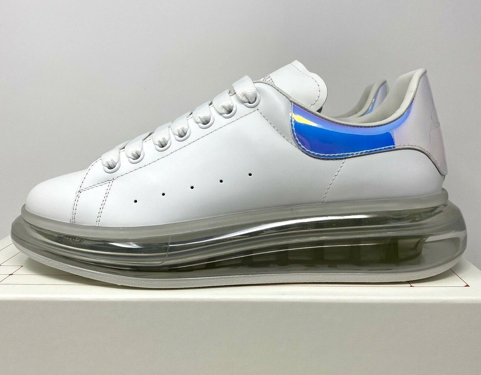 Pre-owned Alexander Mcqueen Men's Clear Sole Leather Sneakers Size 10 Us/ 43 Eu White