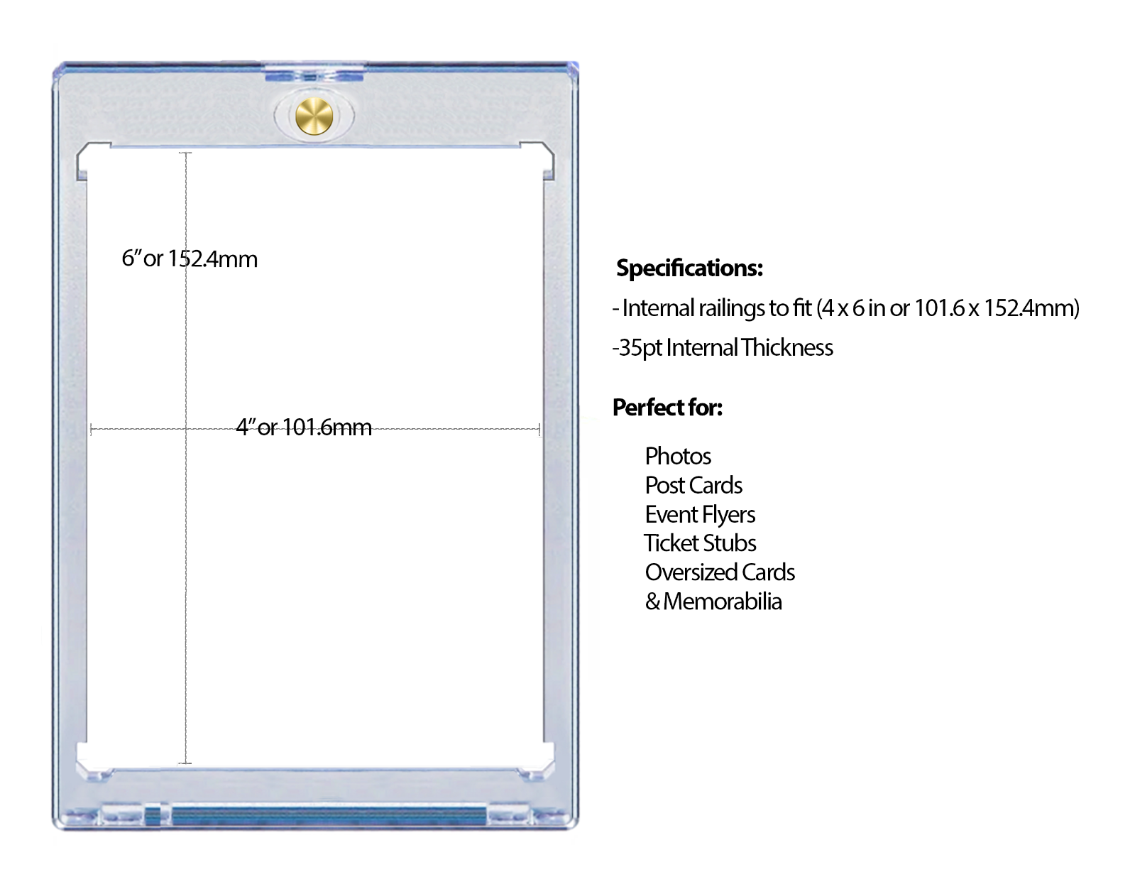 CF Magnetic Card Holder One Touch - 4" x 6"  BLACK BORDER Sports 4x6  Holder