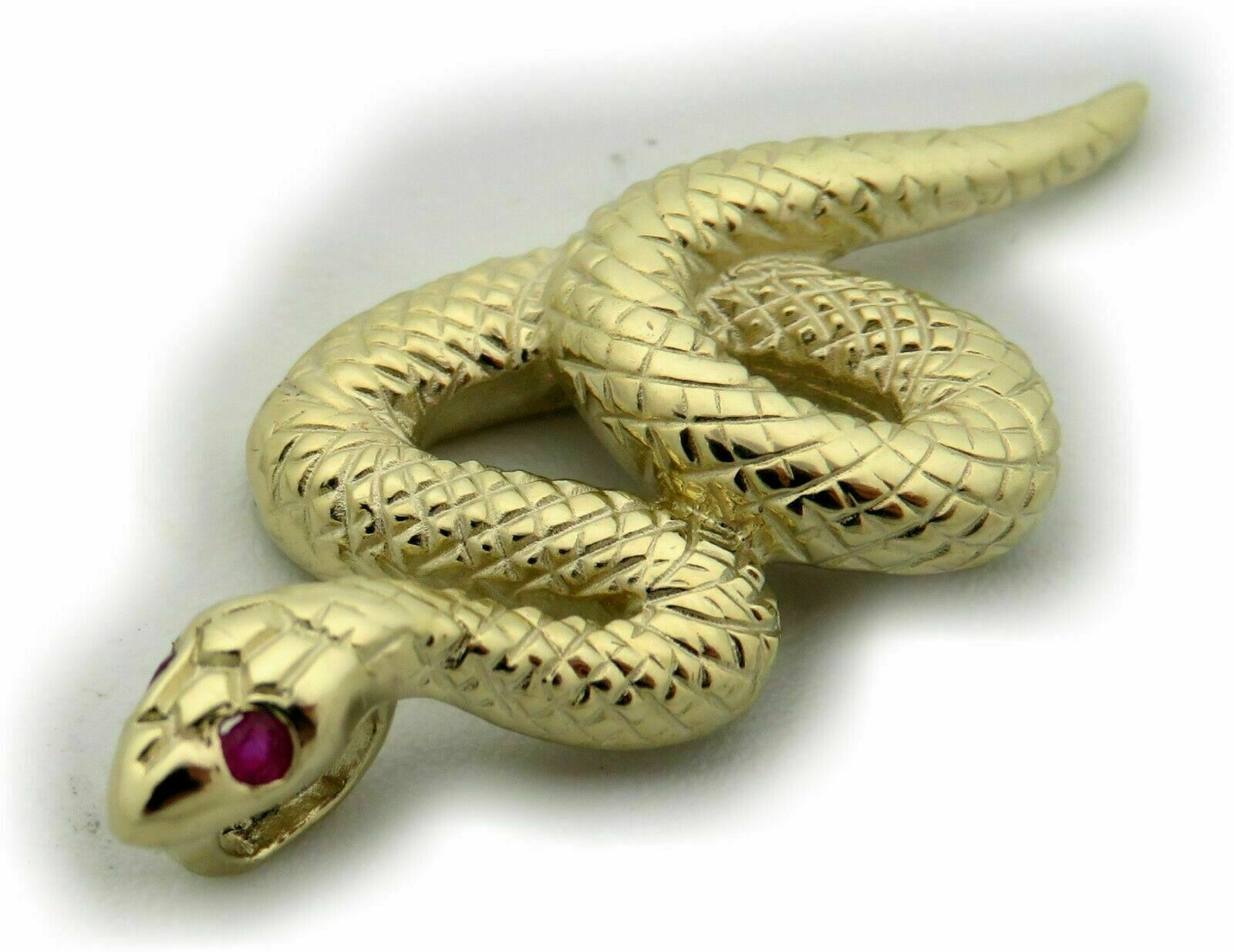 Pre-owned Geno Schmuck Pendant Snake Real Gold 333 Yellow Gold With Ruby 8 Carat Cobra Top Snake In Red