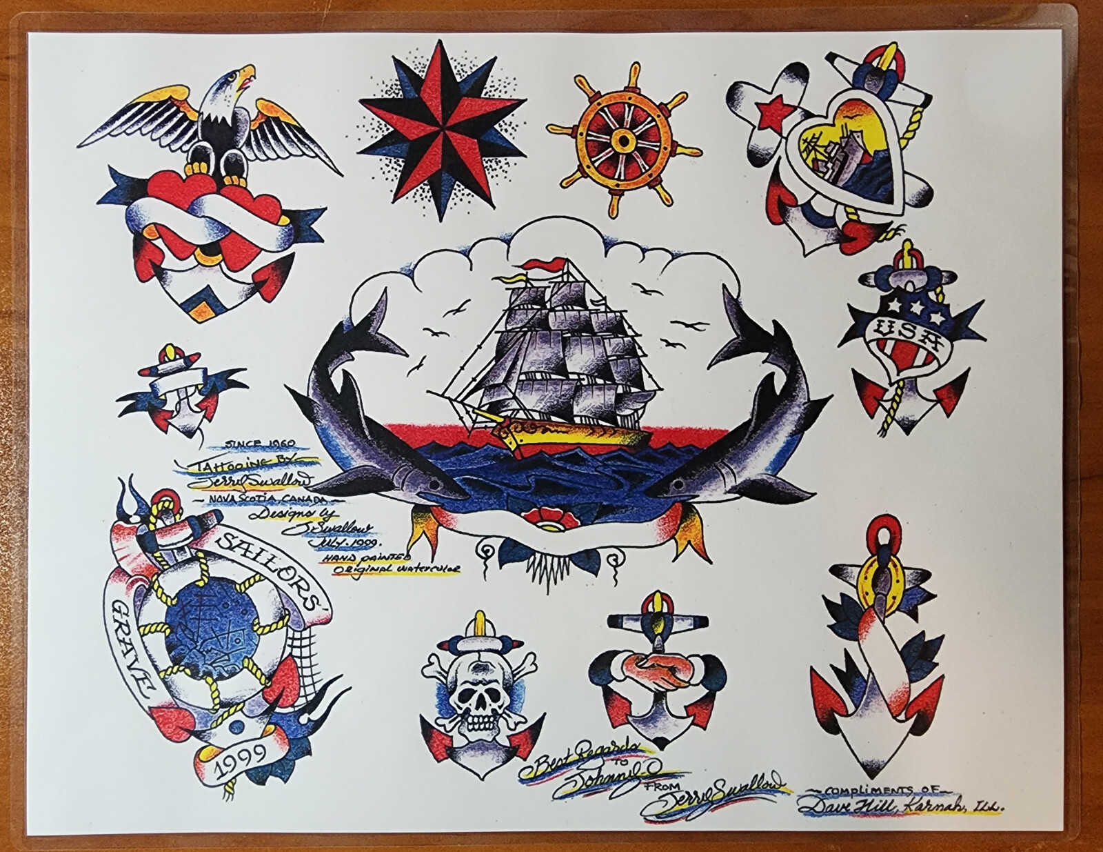 Sailor Jerry Swallow Traditional Vintage Style Tattoo Flash