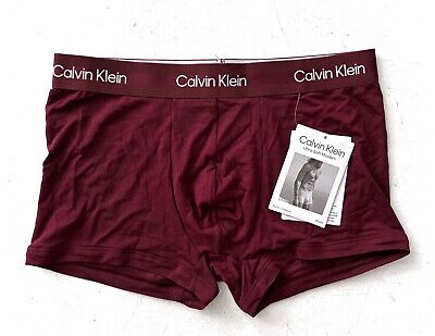 Calvin Klein Nwt Logo Band Ultra Soft Modern Trunk Underwear Burgundy NB2986 602
