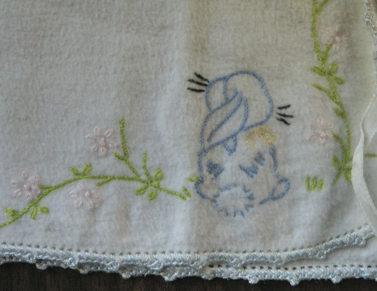 Vintage Infant Kimono Handmade Embroidered ~ for Baby Doll Display Rabbit Flower
