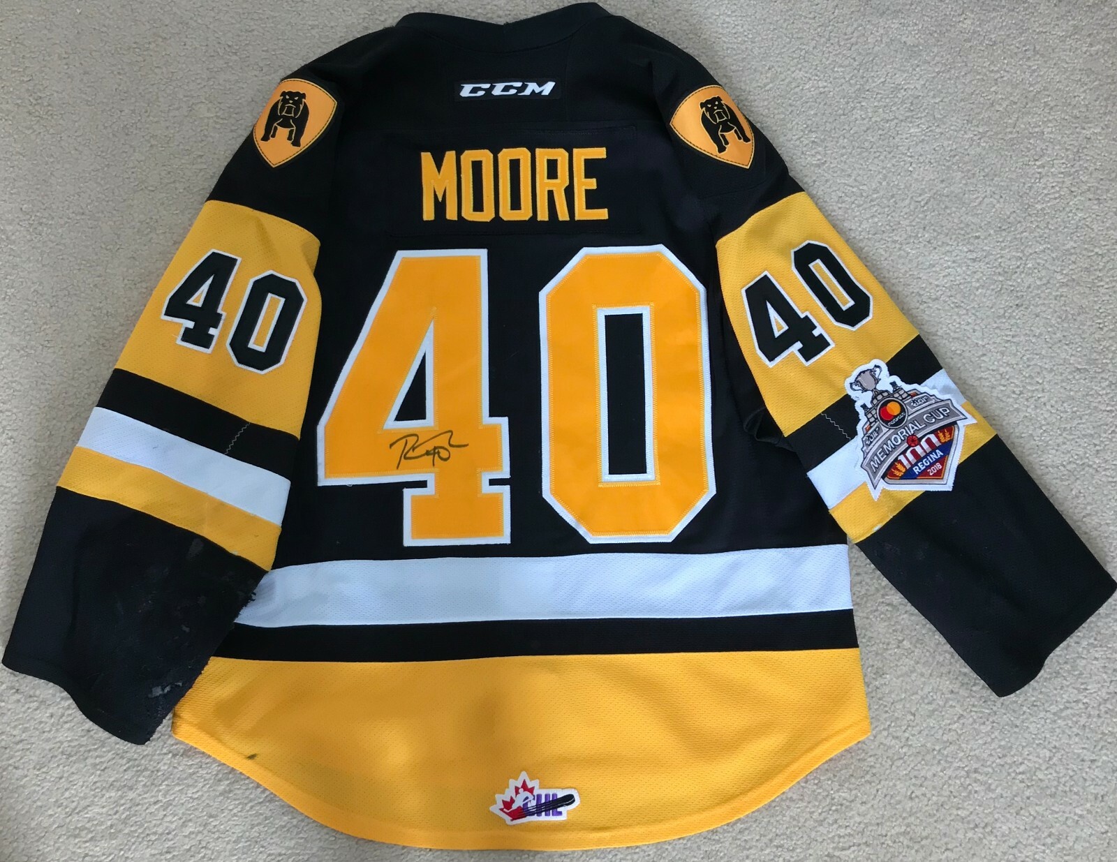 17/18 Hamilton Bulldogs Game Used Worn Memorial Cup OHL Championship Jersey