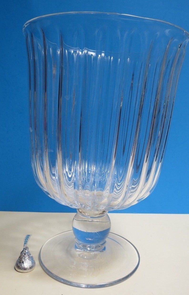 CLASSIC LARGE GLASS HURRICANE CANDLE HOLDER ~ FOOTED 10