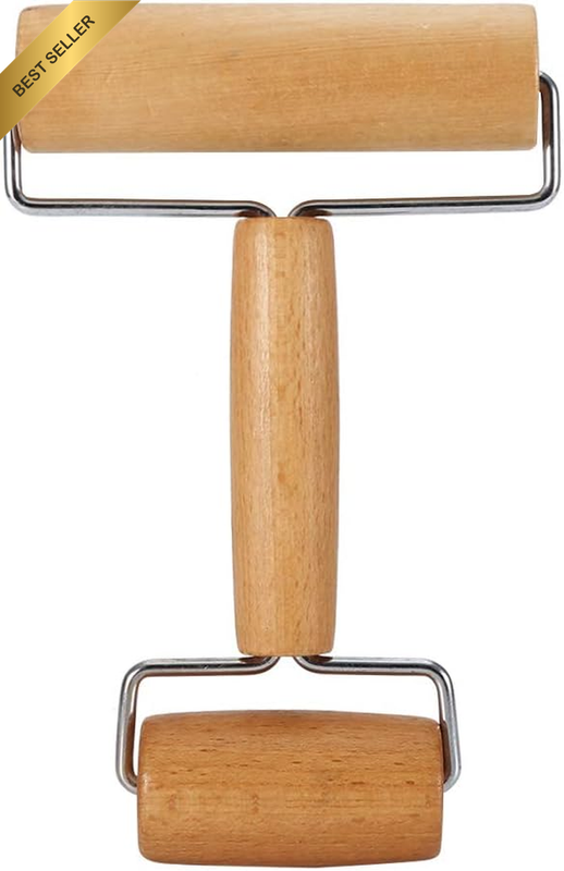 T Shape Pastry Roller, Wood Pizza Rollers Non Stick Wooden Rolling Pin Multifunc