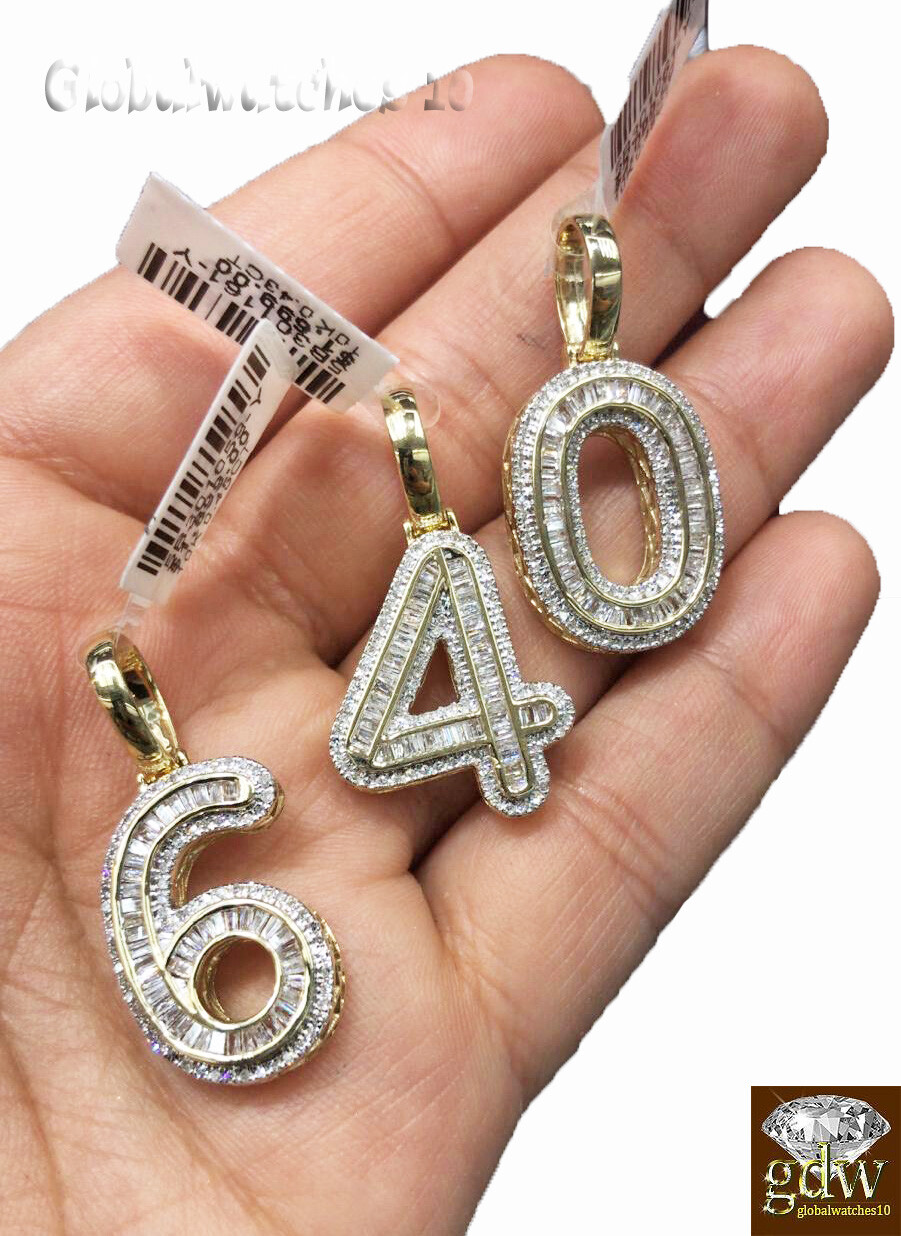 Pre-owned G&d 10k Gold Diamond Number Charm Pendant For Men Women Initial Number Letter Real
