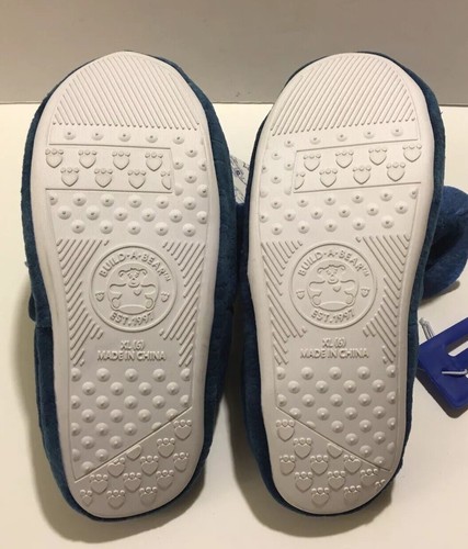 BUILD-A-BEAR WORKSHOP XL SIZE 6 BLUE TRICERATOPS DINASAUR CHARACTER SLIPPERS