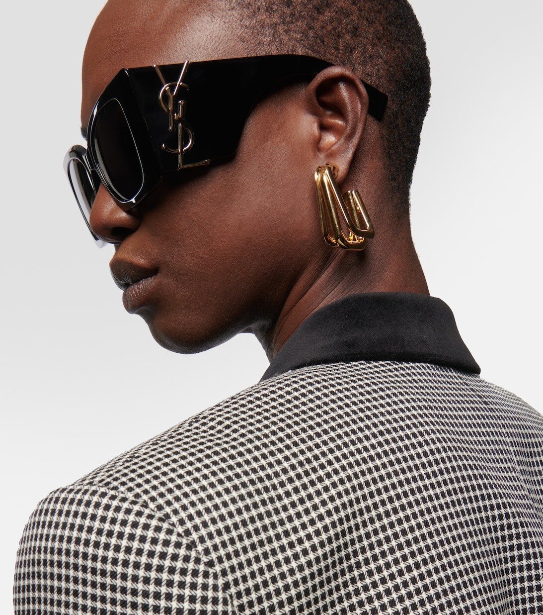 Pre-owned Saint Laurent Slm119 Blaze 001 Black Grey Oversized Cat Eye Women Sunglasses In Gray
