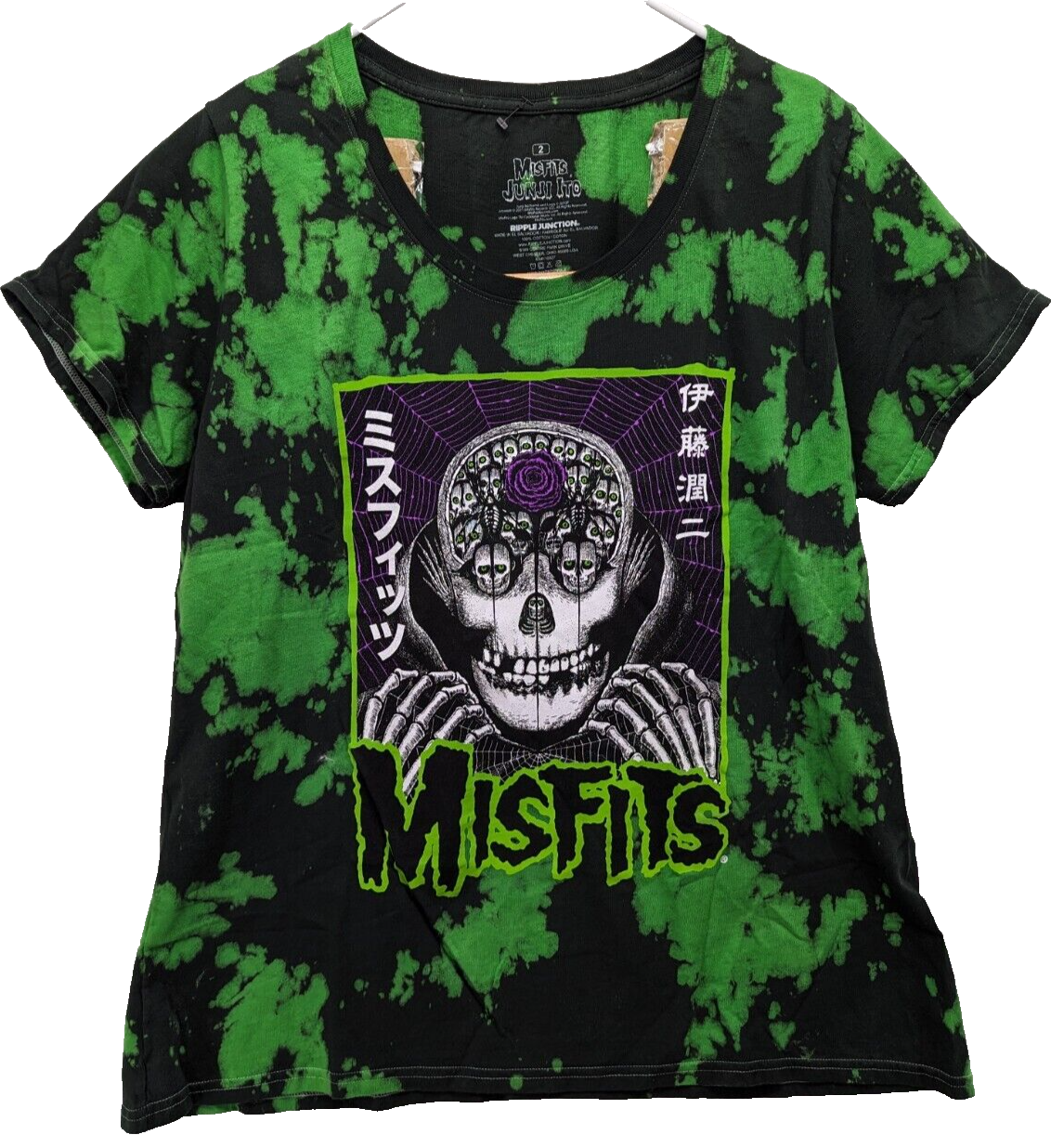 Misfits X Junji Ito Drop-Neck Tie-Dye Girls T-Shirt Womens Misfits X Junji Ito Drop-Neck Tie-Dye Girls T-Shirt Womens