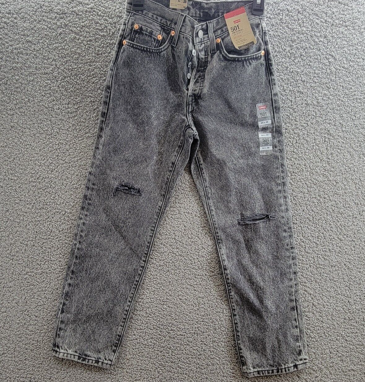 Levi's 501® Cropped Straight-Leg High Rise Jeans Women's 24 x 26 Sophisticated - Picture 2 of 16