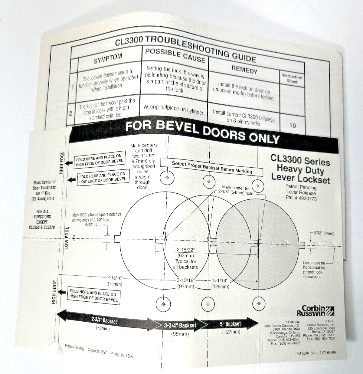 Corbin Russwin CL3351 NZD 605 RH Lever Lockset NIB CL3300 Series Heavy Duty