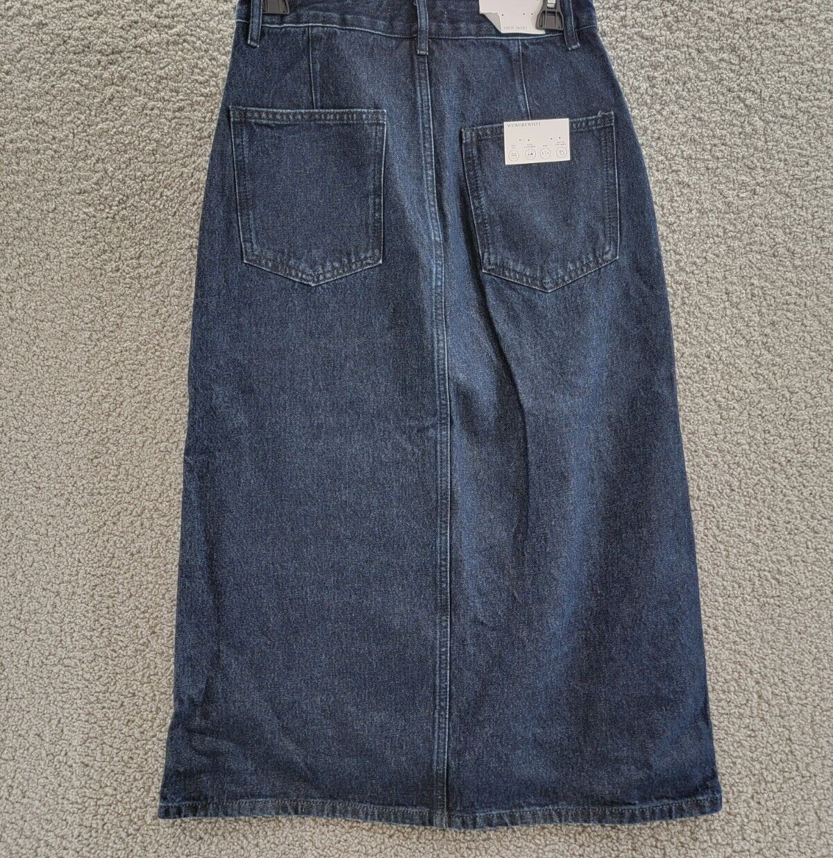 WeWoreWhat Denim Midi Skirt Women's S Raw Wash Front Slit Button Zip Closure - Picture 10 of 17