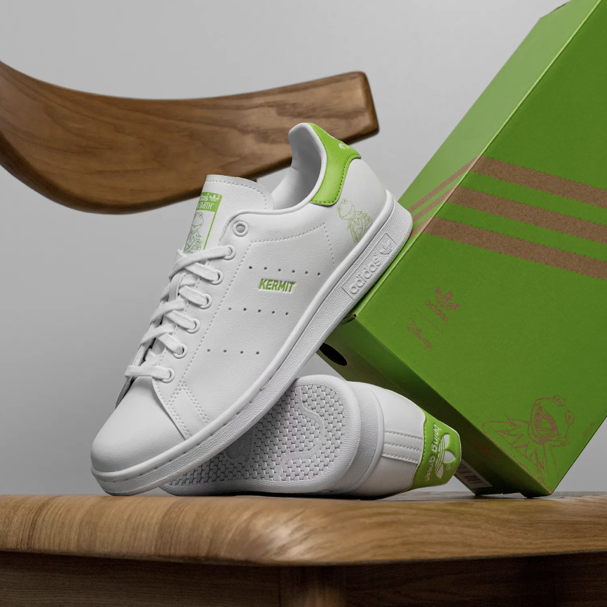 ☆コラボ☆adidas Originals x Disney Kermit Stan Smith Mens Adidas Stan Smith X Disney Kermit The Frog Shoes White