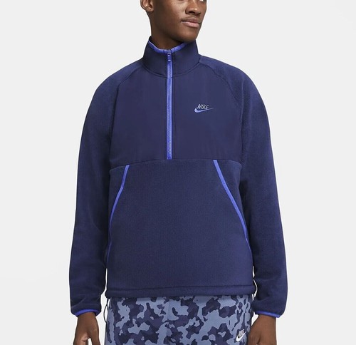 

Утепленный флисовый пуловер с молнией до половины длины Nike (мужской размер ), спортивный свитер, синий топ