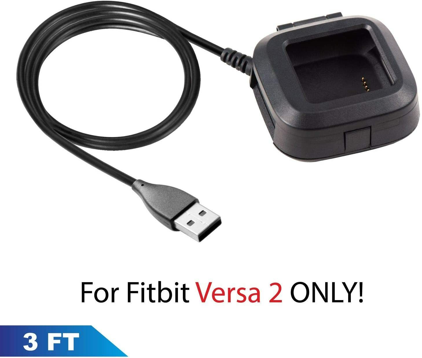 Fitbit Versa 2 Charger Replacement USB Charging Cable Cord Charger Cradle Dock | eBay