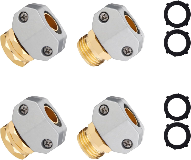 Repair Kit, 2 Sets Aluminum Alloy Garden Hose End Mender, Male And F