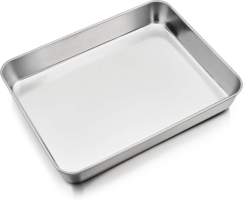 Bandeja Para Horno De Acero Inoxidable Rectangular | Con Asas | 40x30x7 Cm | Apta Para Horno, Barbacoa Y Lavavajillas