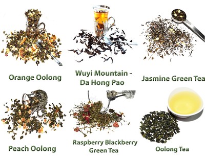 Tea Sampler, 6 Green Teas and Oolong, Caffeinated, Loose Leaf Tea