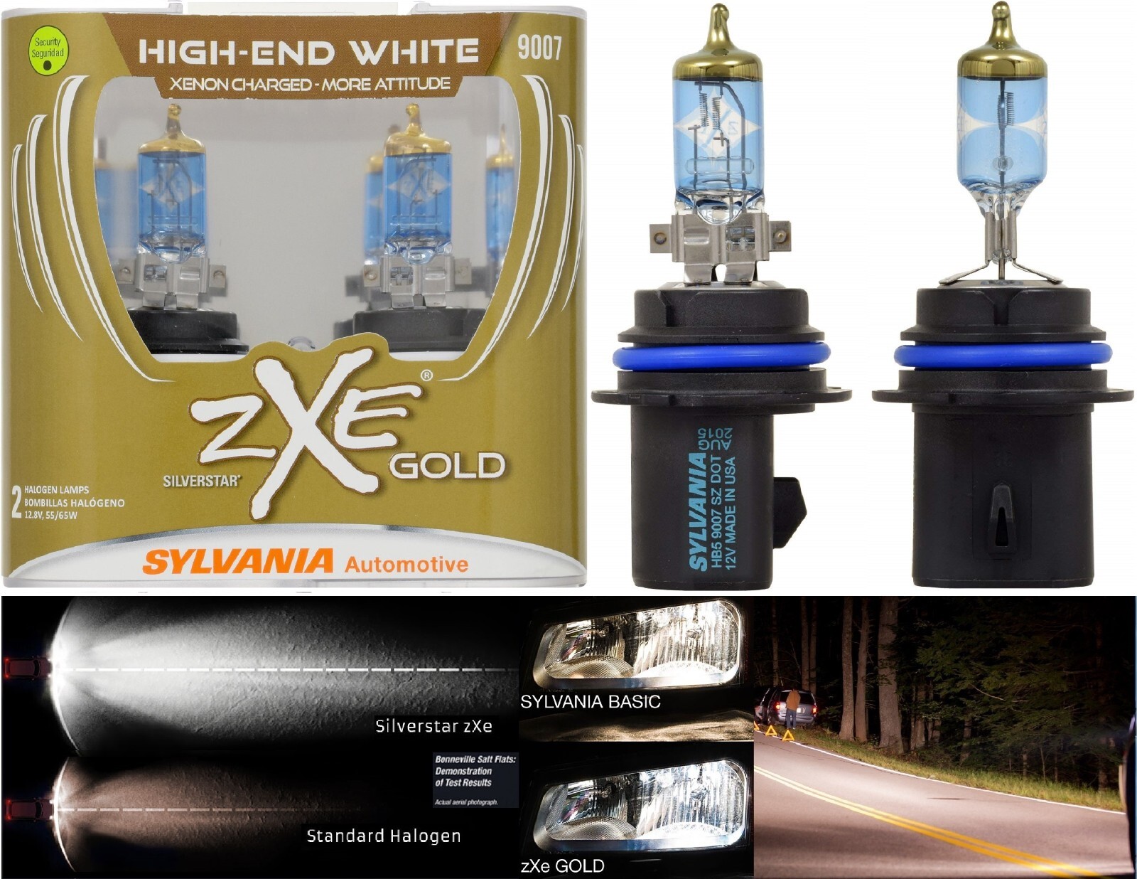 Sylvania Silverstar ZXE Gold 9007 HB5 65/55W Two Bulbs Head