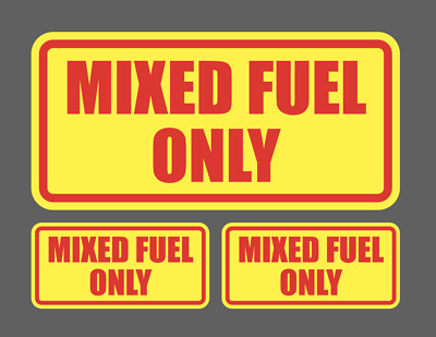 Mixed Fuel Only Vinyl Decal Sticker Red Yellow Label Oil Gas Door Label UV 3for1