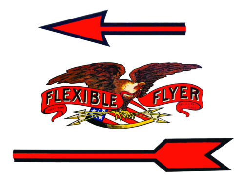 FLEXIBLE FLYER SLED DECAL,  EAGLE WITH ARROWS, WATER SLIDE WHITE BACKING LASER