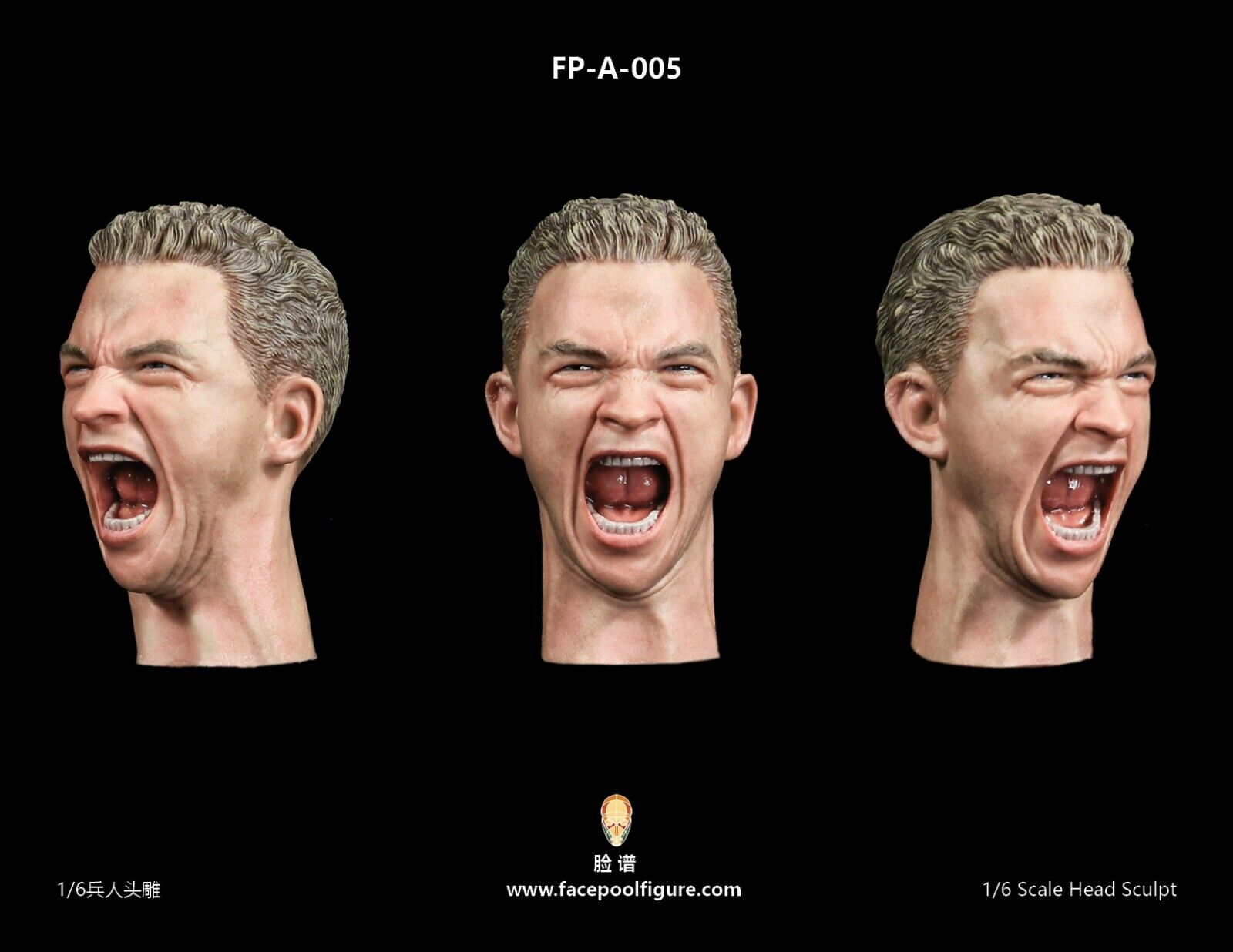 Facepool 1/6 Male Head Carving Model w/ Expression FP-A-005 Facepool 1/6 Male Head Carving Model w/ Expression FP-A-005