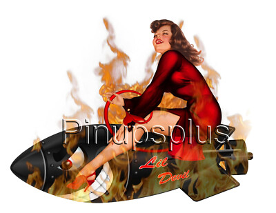 Waterslide Decal Sticker Pinup Girl Bomber Nose Art Smiling Black Bomb Wolfess