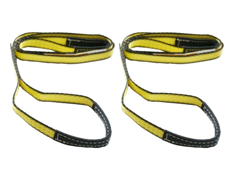 Two (2x) 1" x 3 ft Nylon POLYESTER Web Lifting Sling Tow Strap 2 Ply EE2-901