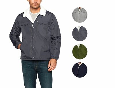 

Мужская куртка Levi-#39;s Premium с несколькими карманами на пуговицах Sherpa Coach Trucker Jacket