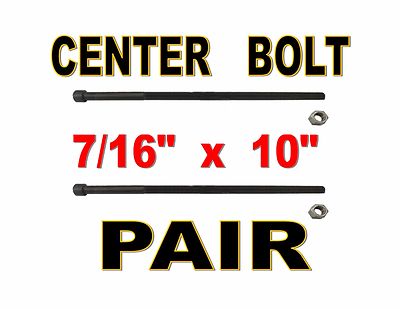 Leaf Spring Center Bolt Pin - 7/16 x 10'' (PAIR) Fine Threaded Leaf Bolts w/ Nuts