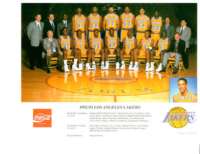 1992 1993 LOS ANGELES LAKERS TEAM PHOTO BASKETBALL NBA