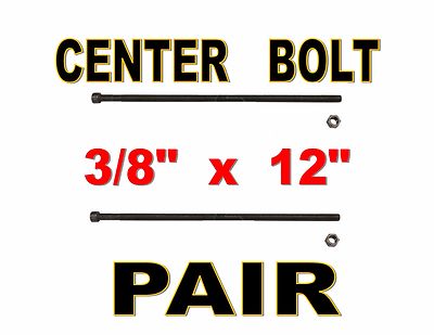 Leaf Spring Center Bolt Pin - 3/8'' x 12'' (PAIR) Fine Threaded Leaf Bolts w/ Nuts