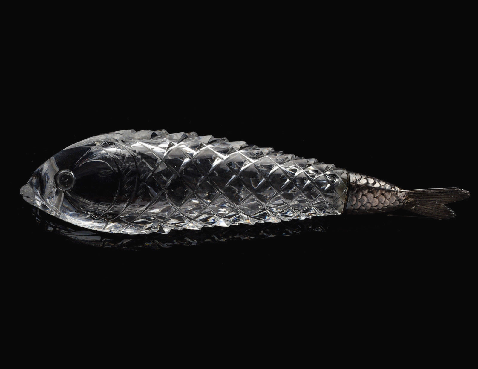 Thomas Webb Scent Bottle Sampson Mordan Cut Glass Fish Perfume Antique