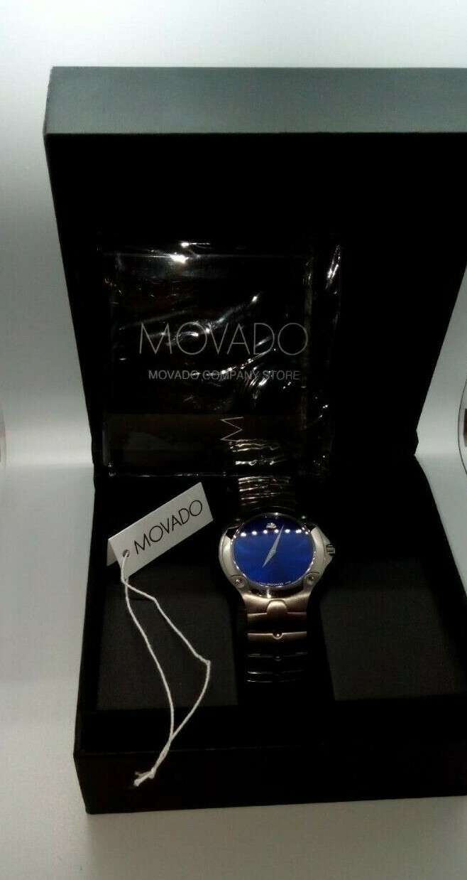 Movado Men's Watch, Cobalt Blue Dial, 82 G1 1892SS w/ Boxes, papers, tag
