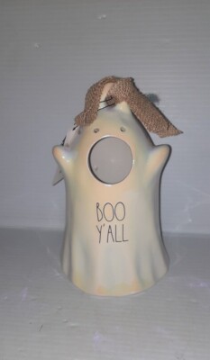 New! Rae Dunn by Magenta BOO Y'ALL luster ghost Halloween Birdhouse Decor
