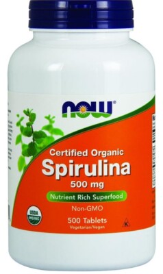 NOW FOODS Spirulina 500 mg Organic 500 Tablets Exp: 2026
