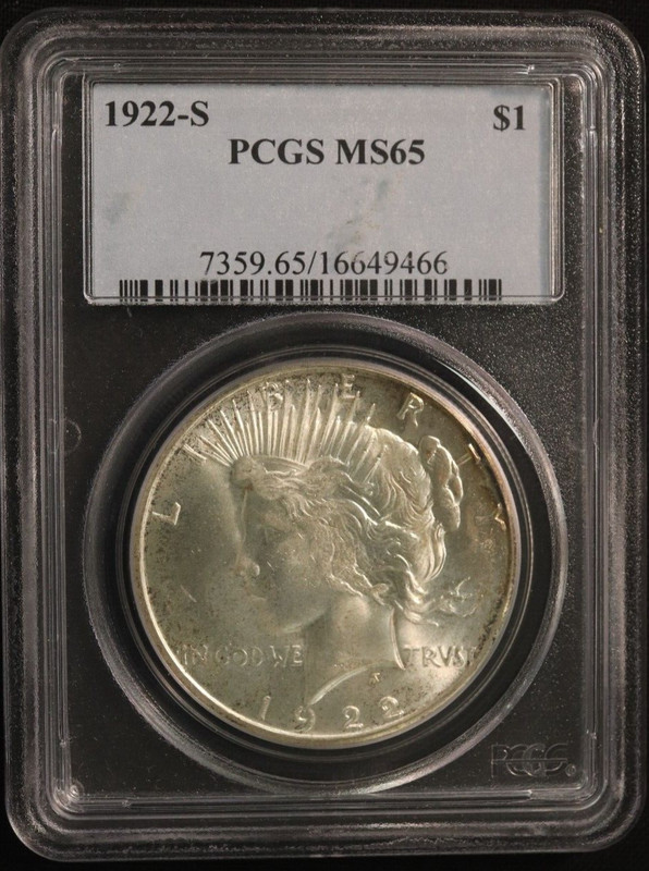 1922 S Silver Peace Dollar PCGS MS65 Rare In Gem