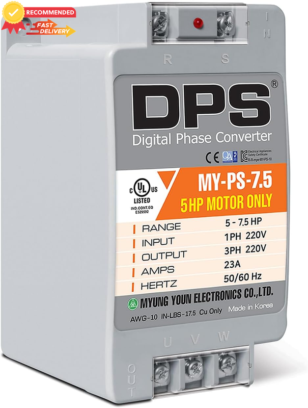 3 Phase Converter 5-7.5HP for 5HP Motor 15A 200-240V - Single Motor Use Only