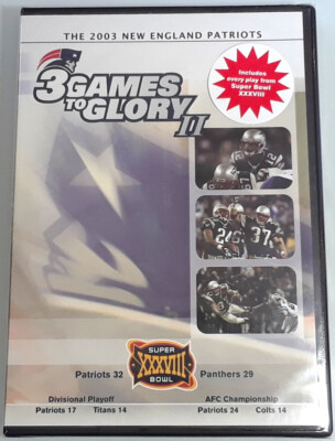 3 GAMES TO GLORY II 2 New England Patriots DVD Super Bowl XXXVIII 38 NFL 2003
