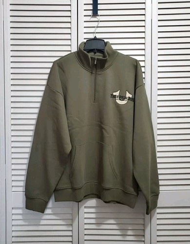 【TRUE RELIGION】★プルオーバー★ COLOR QUARTER ZIP PULLOVER True Religion Mens Logo Quarter Zip Relaxed Mock Pullover M