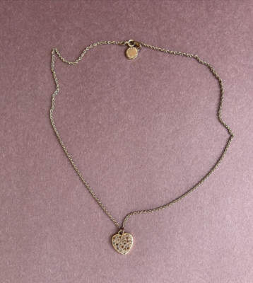 Marc By Marc Jacobs Gold Tone Necklace With Crystal Pave Heart Pendant 18''