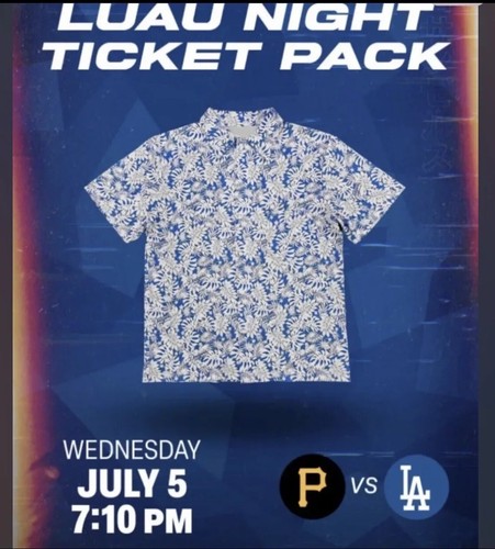 LA Dodgers, 2023 Luau Night Hawaiian Shirt SGA, Adult XL