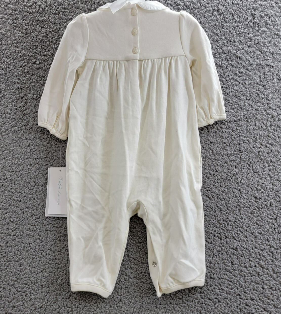 Ralph Lauren Snowflake Smocked Coveralls Baby Girl's 6M White Button Back L/S - Picture 12 of 19