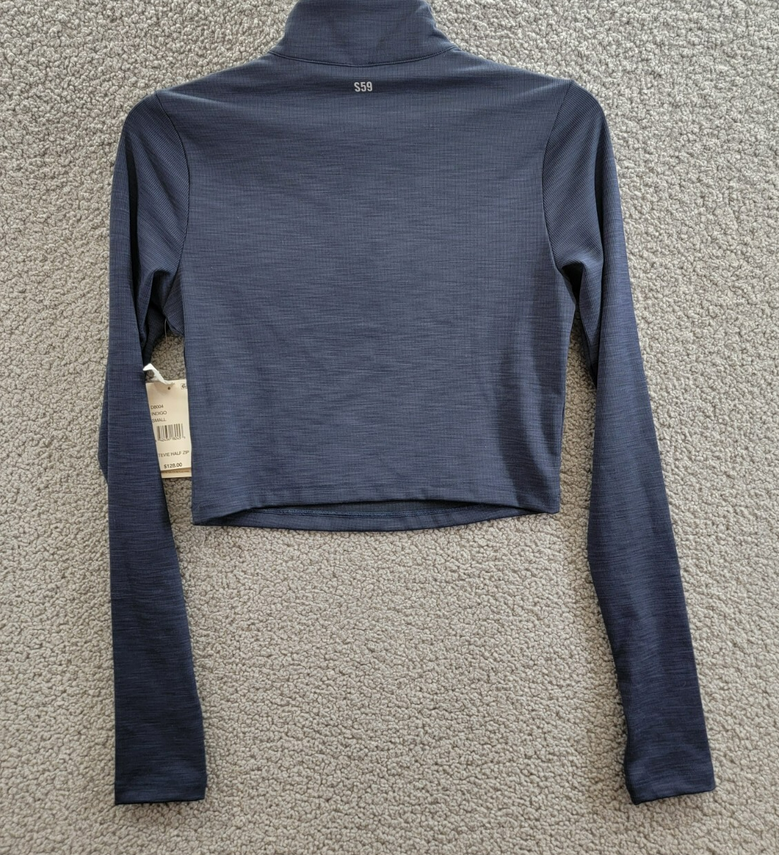 Splits59 Stevie Cropped Sweatshirt Women's S Indigo Half Zip Mock Neck Pullover - Picture 12 of 16