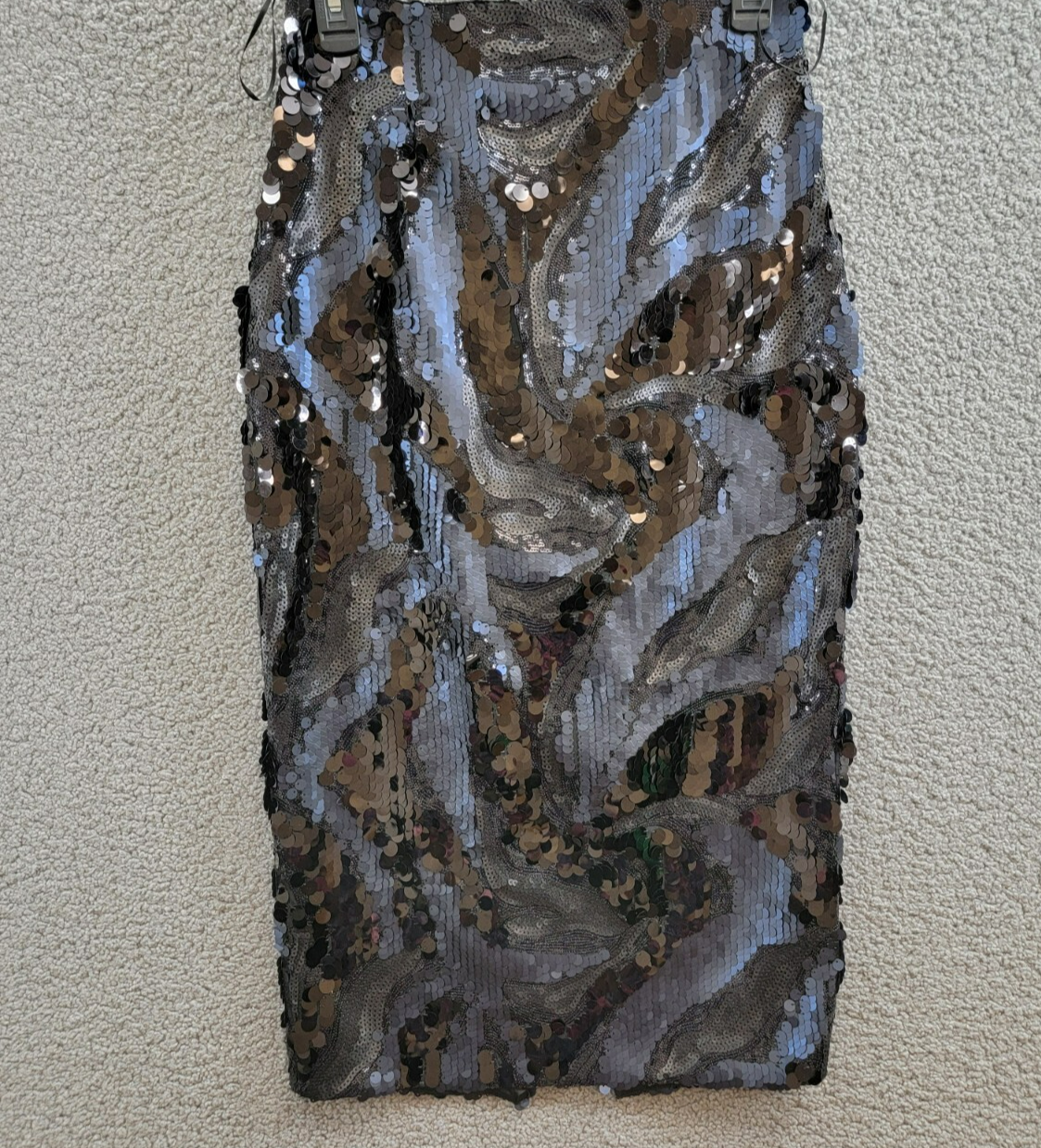 Ramy Brook Stanley Donnelly Sequin Midi Skirt Women's Black Back Zip Closure 2 - Picture 2 of 15