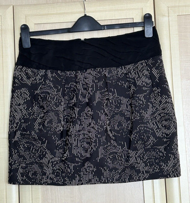 Clements Ribeiro Women s Black Casual Floral Short A Line Skirt - Ladies Size 14