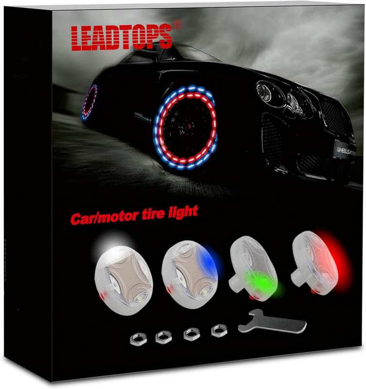 Car Wheel Tire Lights, 4-Pack Solar Energy Motion Sensors Decorative Flashing Co