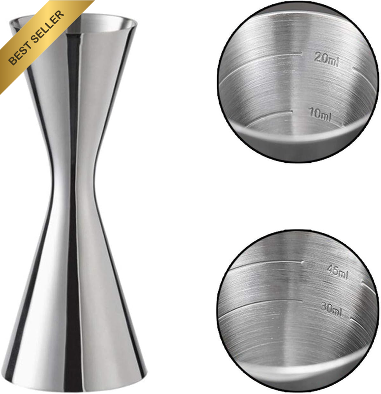 Stainless Steel Double Jiggers, Cocktail Shaker 1Oz / 2Oz Internal Etching Degre