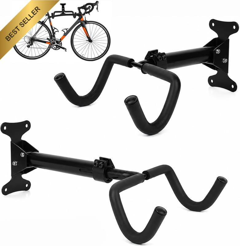 2 Pack Bike Rack Wall Mount, Heavy Duty Steel Horizontal Bicycle Garage Storage,